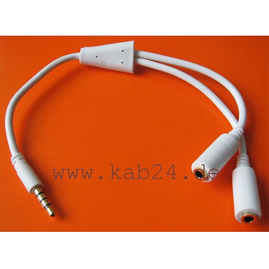 Bild 1 - 4-pol. Y-Klinkenkabel 4-pol. 3,5mm Klinkenstecker auf 2 x 4-pol. 3,5mm Klinkenkupplung