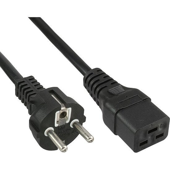 Bild 1 - Netzkabel Stromkabel schwarz Schutzkontaktstecker auf C19 Stecker 3 x 1,5mm max. 3600 Watt