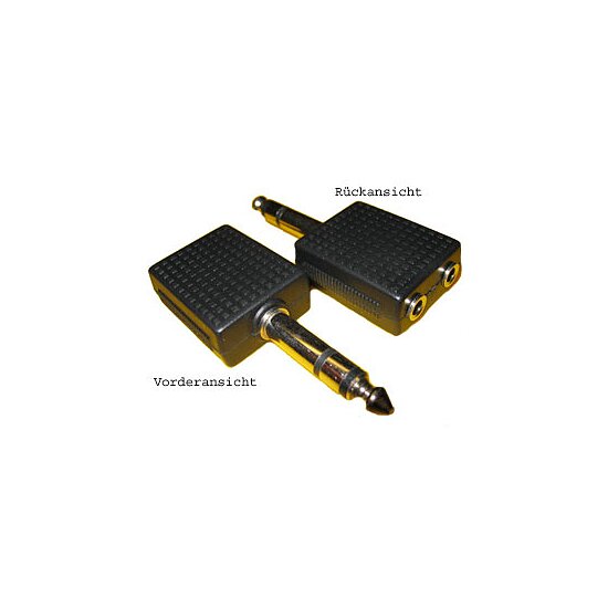 Bild 1 - Klinkenadapter, 6,3mm Stereo-St. auf 2 x 3,5mm Klinkenbu. Stereo