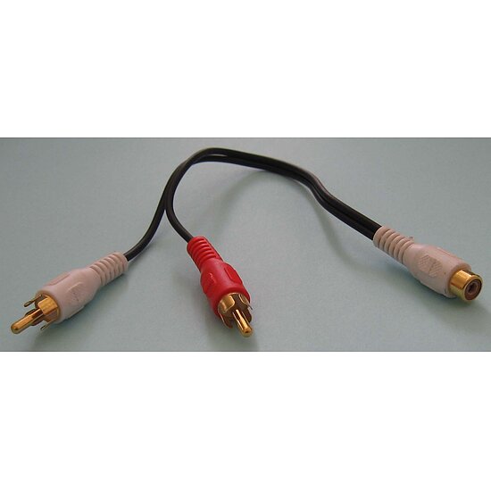 Bild 1 - Cinch-Y Kabel 0,2m, 1 x Cinchbuchse auf 2 x Cinchstecker, vergoldet