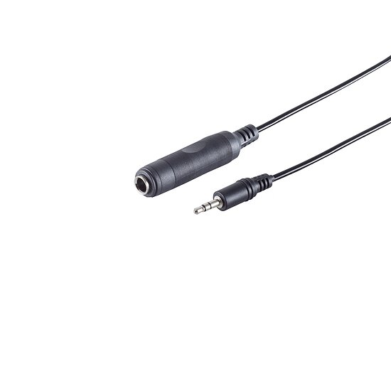 Bild 1 - 0,2m Adapterkabel Klinkenstecker 3,5mm stereo auf 6,3mm stereo Klinkenbuchse