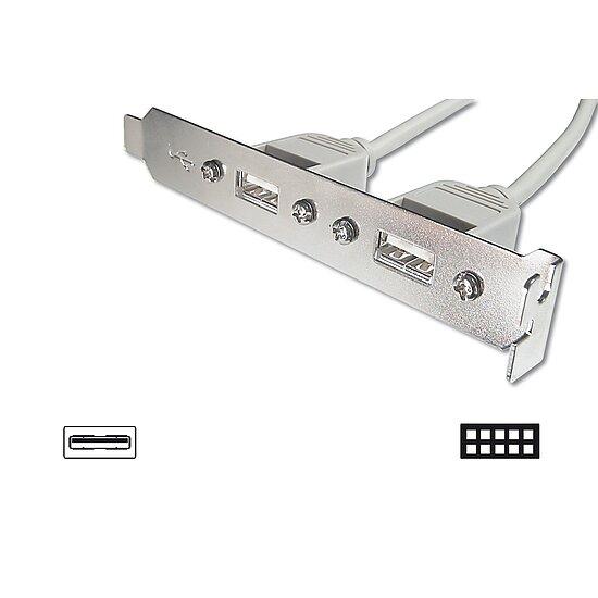 Bild 1 - USB 2 Port Slotblech, 2 x USB Buchse