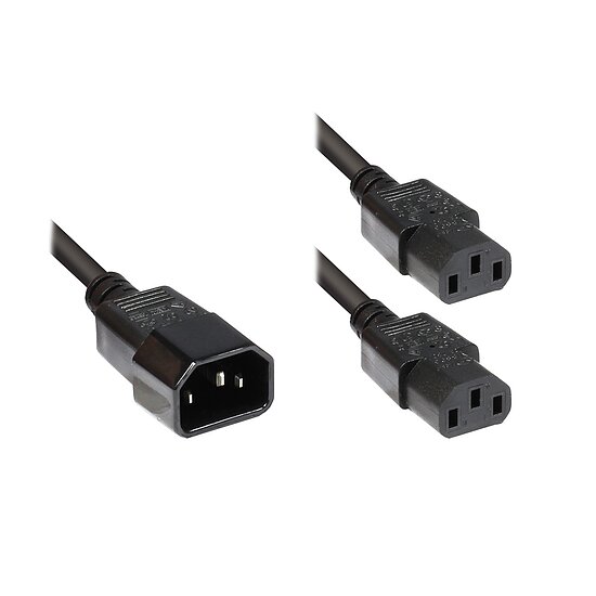 Bild 1 - Y-Netzkabel Kaltger�te Verl�ngerung Stecker auf 2 x Buchse schwarz