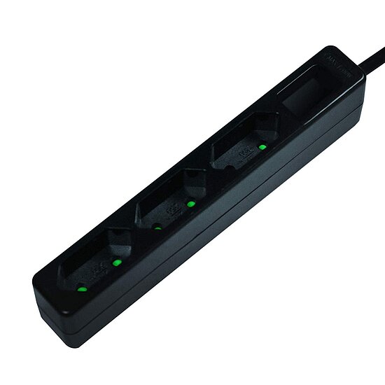 Bild 1 - Steckdosenleiste 3-fach Euro schwarz ohne Schalter schmal 1,5 m Kabel