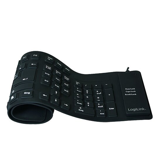 Bild 1 - USB PS2 Tastatur flexibel aus Silikon wasserdicht Farbe schwarz
