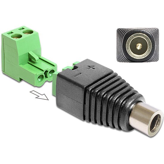 Bild 1 - Delock� Adapter DC 2,1 x 5,5 mm Buchse > Terminalblock 2 Pin