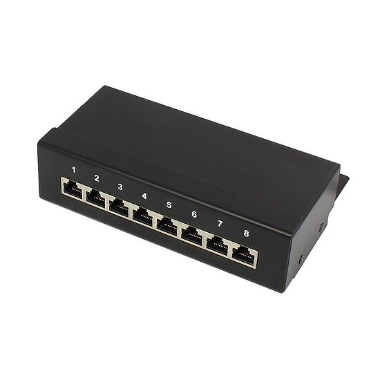 Bild 1 - CAT6a Desktop Patchpanel schwarz 8- Port max. 10 GBit/s