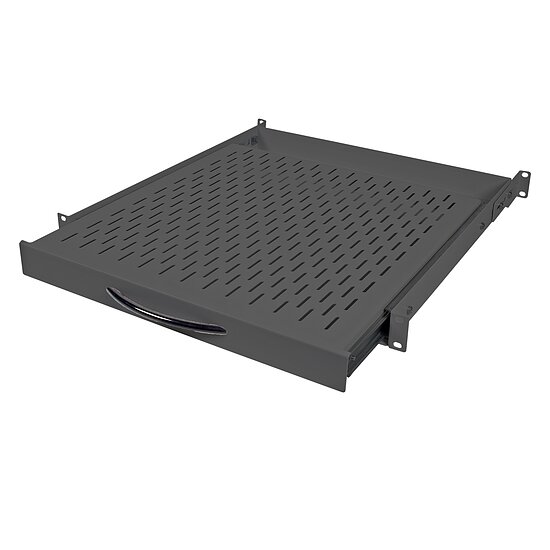 Bild 1 - Ausziehbarer Fachboden 1HE 350mm tief Auszug 200mm fr Schranktiefe 600mm schwarz