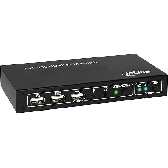 Bild 1 - KVM Desktop Switch, 2-fach, HDMI 4K2K, USB 2.0 Hub, mit Audio