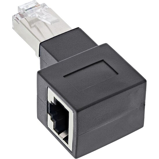 Bild 1 - Rj45 Winkeladapter geschirmt Patchkabel Adapter Cat.6A RJ45 Stecker auf Buchse 90� rechts gewinkelt