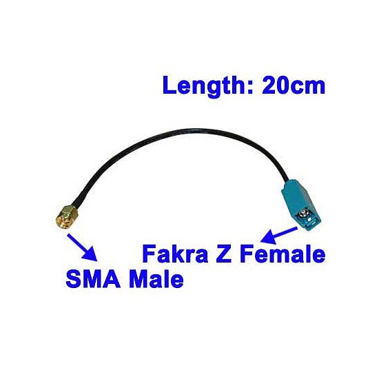 Bild 1 - 20 cm Pigtail FAKRA-Kupplung Typ Z auf SMA-Kupplung
