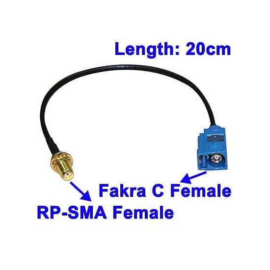 Bild 1 - 20 cm Pigtail FAKRA-Kupplung Typ C auf RP-SMA Kupplung