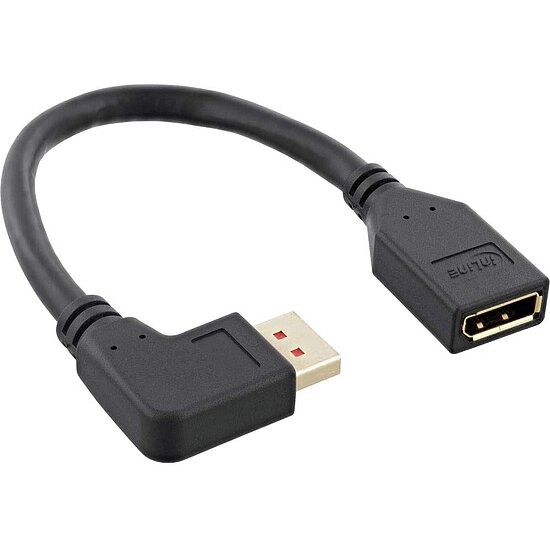 Bild 1 - DisplayPort 1.4 Adapterkabel ST/BU, 8K4K, nach links gewinkelt, schwarz/gold, 0,15m