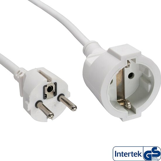 Bild 1 - Schutzkontaktverlngerung 1m weiss Stecker gerade Kupplung gerade max. 3600 Watt 230V