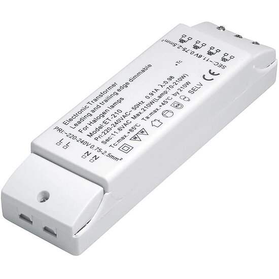 Bild 1 - Halogen-Trafo 230V auf 12V 70-210W �berlastungsschutz Temperatursicherung nicht dimmbar 175 x 46 x 33 mm