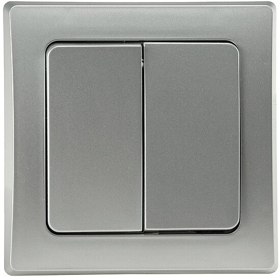 Bild 1 - DELPHI Serien-Schalter 2-fach inkl. Rahmen UP silber