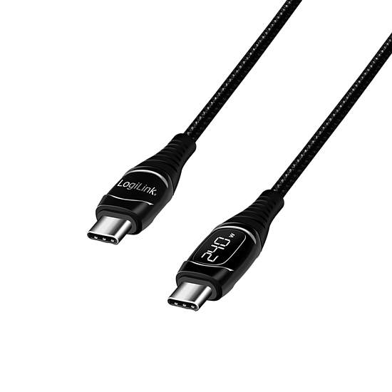 Bild 1 - USB 2.0 Type-C Kabel, C/M zu USB-C/M, E-mark, PD, Display, schwarz, 2 m max. 240 Watt