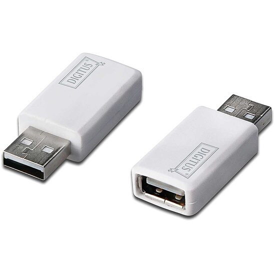 Bild 1 - DIGITUS DA-11003 USB Ladeadapter, USB A Stecker / USB A Buchse, weiss