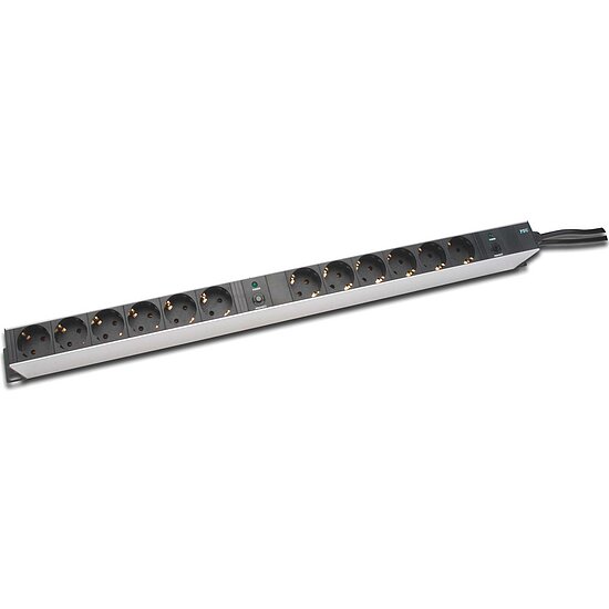 Bild 1 - DIGITUS DN-95405 Aluminium Steckdosenleiste mit berspannungsschutz, 12-fach