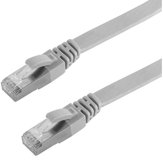Bild 1 - flaches CAT7 Patchkabel Netzwerkkabel geschirmt grau mit Rj45 CAT6a Steckern 10 GBit/s 600 MHz