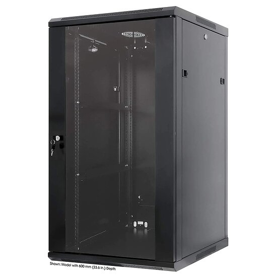 Bild 1 - Kab24 Netzwerkschrank 19 Zoll 20 HE schwarz Wandgehuse H:99,4 x B:60 x T:45cm
