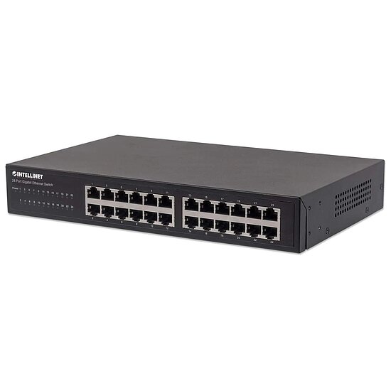 Bild 1 - 24-Port Gigabit Ethernet Switch, 24 x 10/100/1000 Mbit/s RJ45-Ports, IEEE 802.3az (Energy Efficient Ethernet), Desktop, 19