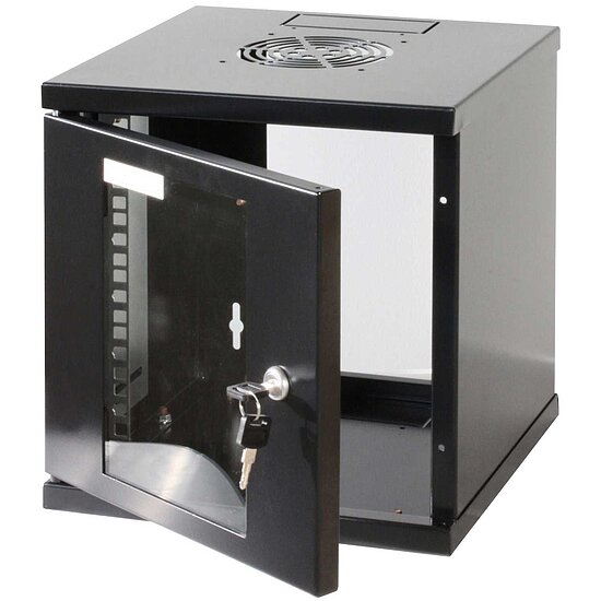 Bild 1 - Kab24 Netzwerkschrank 10 Zoll 6 HE schwarz Wandgehuse H:32 x B:30 x T:30cm