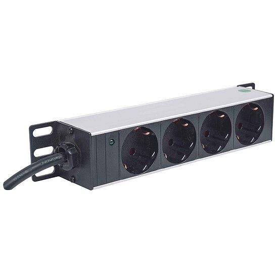 Bild 1 - Intellinet 10 zoll 4-fach Steckdosenleiste Rackmontage Power LED 1,8m Kabel