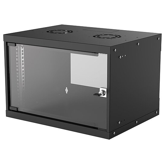 Bild 1 - BASIC Line Netzwerkschrank 19 Zoll 6 HE schwarz Wandgehuse H:35,3 x B:54 x T:40cm