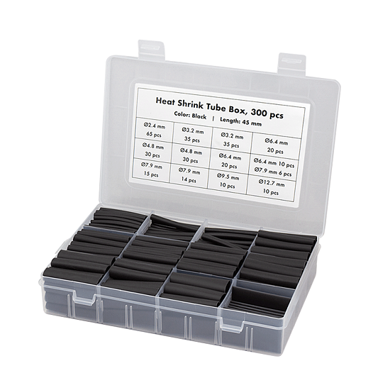 Bild 1 - Schrumpfschlauch-Set, 300 stk., 45mm Lnge, 3:1 Schrumpfrate, schwarz