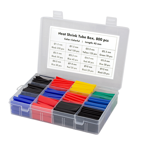 Bild 1 - Schrumpfschlauch-Set, 800 stk., 45mm Lnge, 2:1 Schrumpfrate, versch. Farben