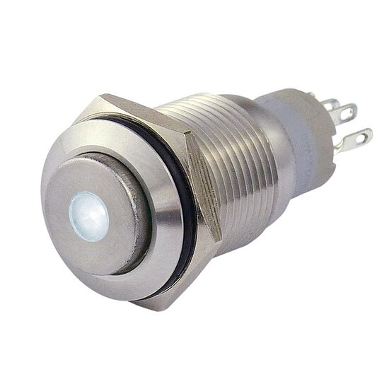 Bild 1 - Metalltaster 16 mm mit Punktbel. weiss 1 x Schliesser, 1 x ffner