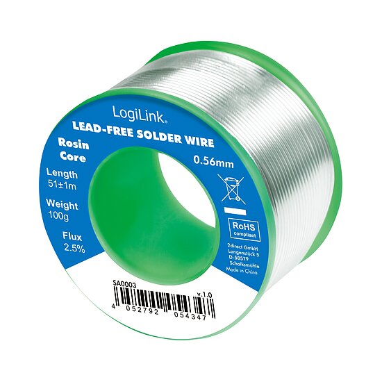 Bild 1 - bleifreies Ltzinn Ltdraht  0,56 mm 100g Rolle 0,7% Kupfer 99,3% Zinn 2,5% Flussmittel