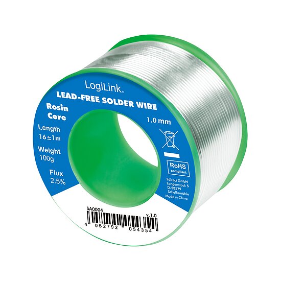 Bild 1 - bleifreies L�tzinn L�tdraht � 1 mm 100g Rolle 0,7% Kupfer 99,3% Zinn 2,5% Flussmittel