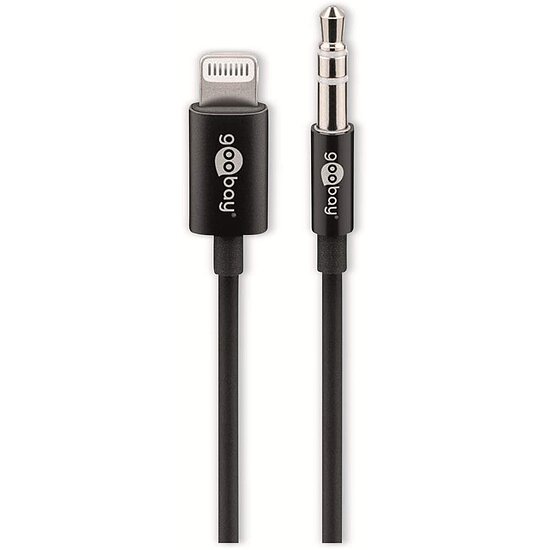 Bild 1 - MFI zertifiziertes Apple Aux Kabel auf 3,5mm Klinke 1m schwarz