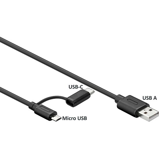 Bild 1 - Kab24� 2 in 1 Micro USB Kabel & USB C Kabel Datenkabel mit Micro USB und Typ-C Schnellladekabel bis zu 2,1 A