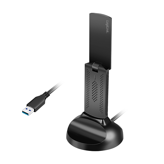 Bild 1 - Wi-Fi 6E USB-Adapter mit magnetischer Halterung, 5.8 GHz, WPA/WPA2, WPA3, 5 W, LED, Schwarz