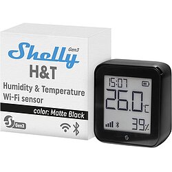 Shelly H&T Gen 3 Schwarz Wi-Fi Bluetooth Temperatur- & Luftfeuchtigkeitssensor
