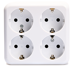 Aufputz Schutzkontakt Steckdose 4-fach Serie Finery 250V/16A IP20 wei