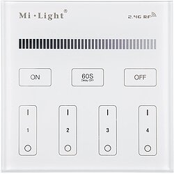 MiLight Funkdimmer T1 Wandschalter 4-Zone f�r einfarbige LED Stripes 230V Anschluss