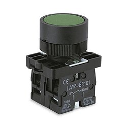Drucktaster b�ndig, gr�n Kontakte 1 x S, 1 x �