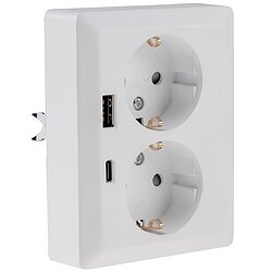 Schutzkontakt-Steckdose 2-fach 250V~/ 16A, 1x UP, USB A+C/PD, wei matt