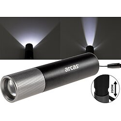 LED-Taschenlampe ARCAS mit Akku 3W 300lm, Zoom