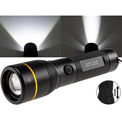 LED-Taschenlampe ARCAS mit Akku 10W 1000lm, Zoom, Powerbankfunktion