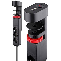 Steckdosenleiste f�r Tischmontage REV 3-fach, 3m Kabel, USB-A /USB-C