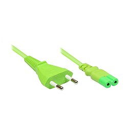 Kab24� Euro Stromkabel 1,8m gr�n Eurostecker (Typ C, CEE 7/16) auf Ger�tebuchse C7