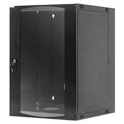 Kab24 Netzwerkschrank mit Schwenkrahmen 19 Zoll 15 HE schwarz Wandgehuse H:72,5 x B:54 x T:45cm