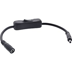 InLine DC Kabel mit Schalter, DC ST/BU 4,0x1,7mm, AWG 18, schwarz, 0,20m