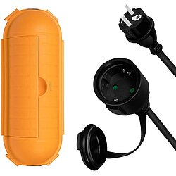 Schutzkontakt Verl�ngerungskabel 3m schwarz IP44 inkl. Sicherheitsbox