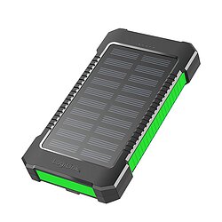 Solar-Powerbank 8000 mAh, Taschenlampe, 2x USB-A, grn-schwarz